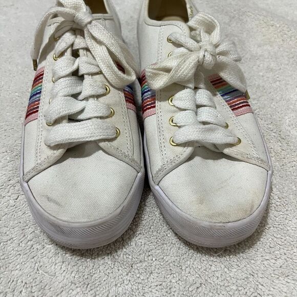 Keds Womens White Kickstart Rainbow Webbing Stripe Sneakers Size 11 Dream Foam - Picture 9 of 13
